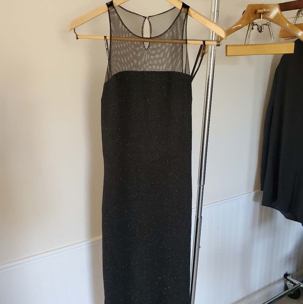 Dress  Jessica McClintock  backless black sleeveless sheer sz 7 Gunne Sax
